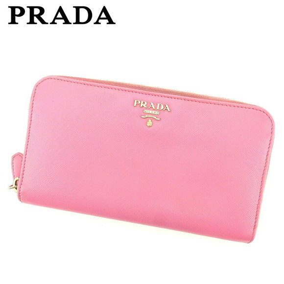 Prada Wallet leather long pink zip Saffiano accessory - Picture 1 of 6